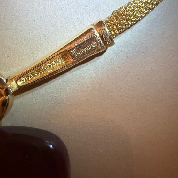 Trifari Gold Necklace with Red Pendant - Picture 7 of 9
